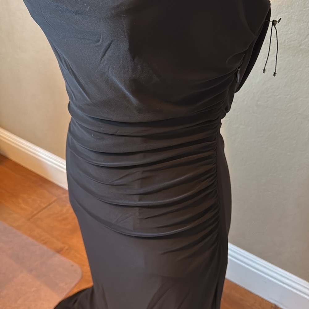 Laundry by Shelli Segal Black Cowl Neck Lace Back Maxi Slip Dress 6 NWOT - Picture 10 of 17